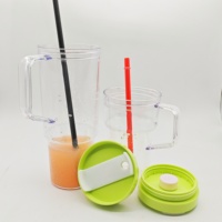 Gobelet en plastique avec poignée, 20 onces, avec couvercle et paille