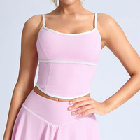 Soutien-gorge de sport confortable à bretelles fines, color block, doux pour la peau, avec ceinture de maintien et coussinets rembourrés, directement de l'usine