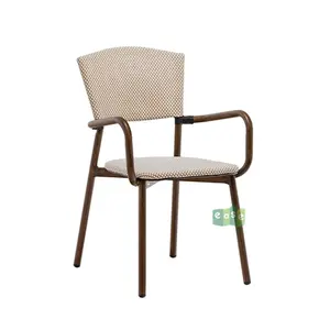 Легкие уличные металлические стулья для кафе из сетчатой ткани teslin (E1160)