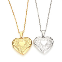 Collier pendentif en acier inoxydable en forme de cœur avec chaîne en bambou - Gravure photo DIY pour couples, style sportif, cadeau unisexe