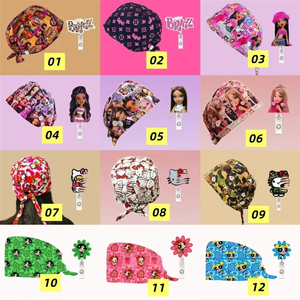 Nuovi Berretti Chirurgici Unisex con Design Cartoon Kitty, Fodera in Raso e Set di Porta Badge Abbinati - Product Image 3