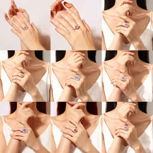 แหวนเงินสเตอร์ลิง S925ชุดสีช<span class=keywords><strong>ม</strong></span>พูประดับอัญมณีสีเงินเรียบง่ายตัดสดใสความรักยอดนิยมเครื่องประดับสำหรับผู้หญิงในวันครบรอบขายส่งได้ตา<span class=keywords><strong>ม</strong></span>ต้องการ - Product Image 3