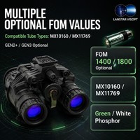 Gafas de Visión Nocturna Binoculares Modulares con Ganancia de Luz Ajustable, Visor Óptico de Baja Luz de Material Compuesto PEEK, Tubo Blanco P45, FOM1800+