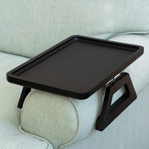 Bamboo <b>Sofa</b> Tray Rectangular Foldable Armrest <b>Table</b> For Couch Snack Plate Natural Wood Color - Product Image 3