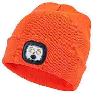 Promotional USB Rechargeable <b>LED</b> Night Run Headlight <b>Beanie</b> Outdoor Acrylic Digital Printed Logo Floppy Brim Fashion Men <b>Hat</b> - Product Image 2