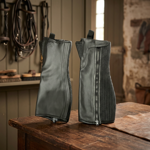 Demi-guêtres d'équitation pour hommes en cuir 100% anglais de haute qualité, personnalisables, avec fermeture éclair robuste, différentes tailles - Product Image 3