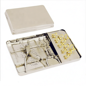 Kit de Dique de Goma Dental, Instrumentos Dentales Manuales, Kit de Perforación con Clip de Acero Inoxidable y Estuche Metálico - Product Image 1