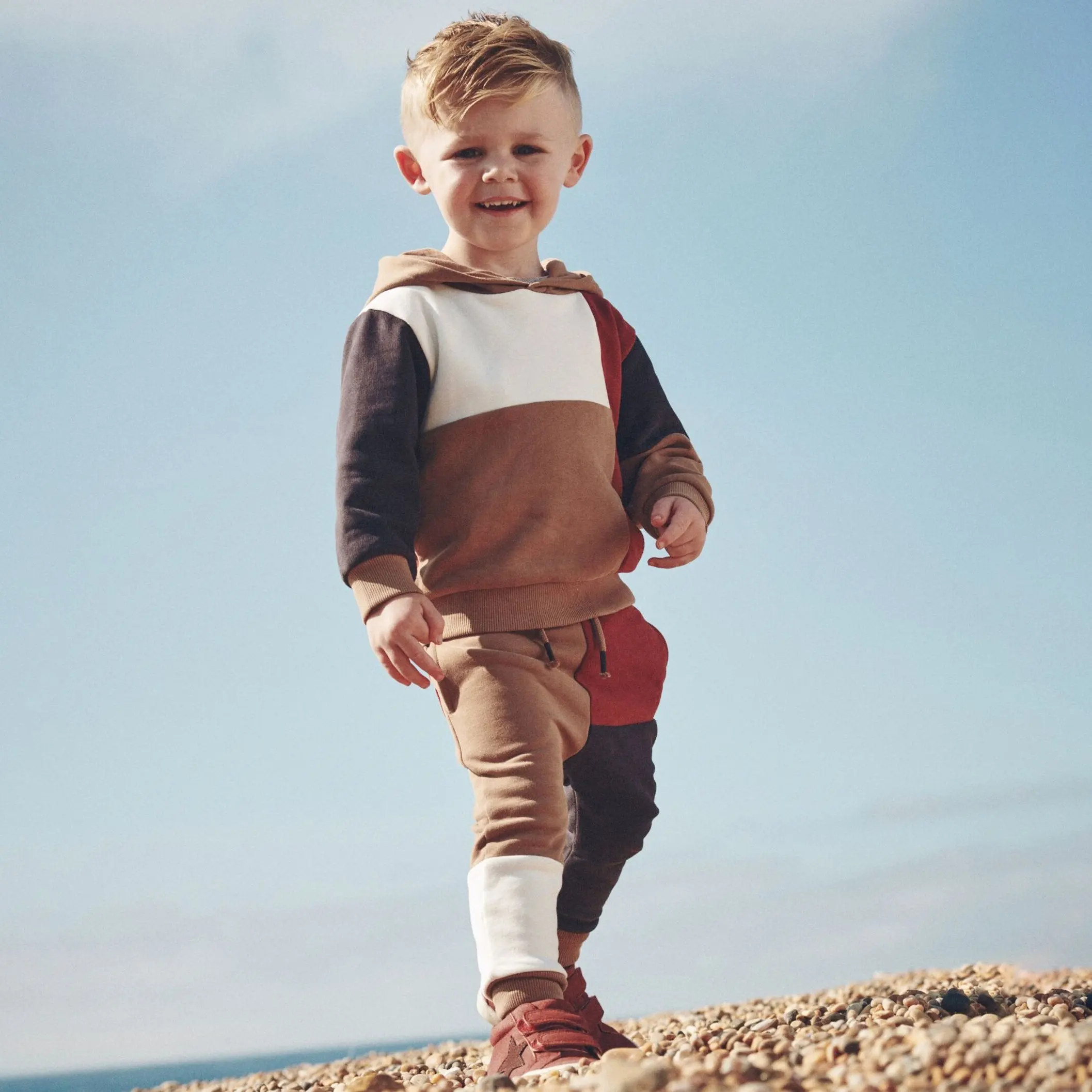 OEM ODM color block toddler jogger set designer kids wholesale winter clothes