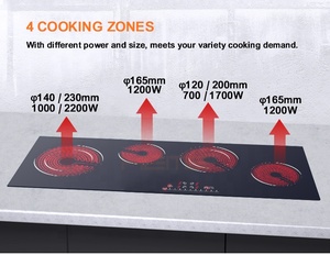 CE CB Approved 4 Burner Infrared Cooktop Counter Top Ceramic <b>Stove</b> for Household Use Built-in Installation - Product Image 3