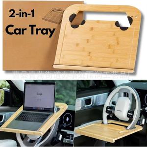 Bamboo Car Steering Wheel <b>Tray</b> Wooden Detachable Laptop <b>File</b> Holder For Car Interior Use - Product Image 5