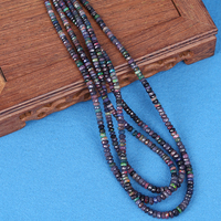 Perles de rondelle en opale noire naturelle Perle d'opale 3-4mm Brins de perles d'opale noire pour la fabrication de bijoux