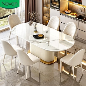 Prezzo all'ingrosso sala da pranzo mobili gamba in metallo economico design semplice lusso moderno ardesia tavolo da pranzo set 6 posti - Product Image 1