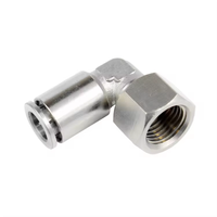 Raccord femelle en laiton Tube de tuyau d'air connecteur rapide raccord de tuyau en acier inoxydable une touche PLF coude à 90 degrés 1/2 "3/4" 8mm