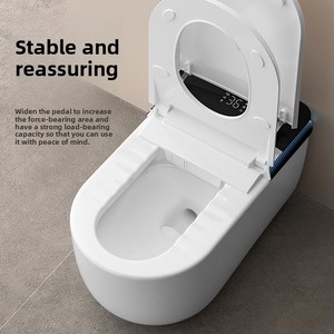 WC intelligent tout-en-un avec couvercle relevable entièrement automatique, bidet double fonction (position accroupie ou assise), en céramique, à poser au sol, avec siège chauffant et télécommande 80 - Product Image 4