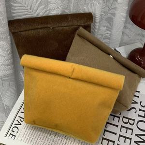 Durable Faux Horse Hair Women Makeup <b>Bag</b> <b>Large</b> Capacity Women Roll Up <b>Bag</b> With Customized Logo <b>Cosmetic</b> <b>Bag</b> - Product Image 2