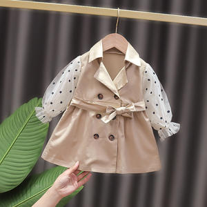 Manteau trench décontracté en coton à manches longues pour bébé, style coréen, avec revers, pour petites filles - Product Image 1