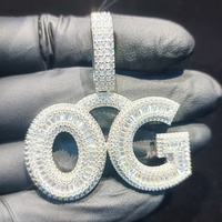 Nouveau pendentif initial Hip Hop personnalisé lettre pendentif bijoux de mode pendentif en argent 925 avec Vvs Moissanite glacé pour hommes