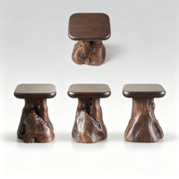 Tabouret rustique en bois massif de racine de cèdre naturel et de Tali jaune, siège en souche d'arbre fait main pour la décoration de table basse de salon
