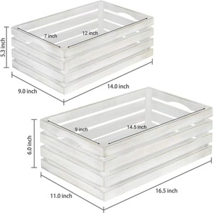 Cesta de almacenamiento de madera rectangular con asas para organizar la decoración del hogar - Product Image 2