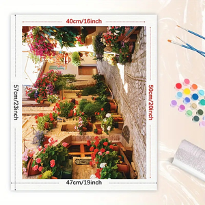 Kit de Peinture par Numéros Floral Street pour Adultes, <span class=keywords><strong>Allée</strong></span> <span class=keywords><strong>Fleurie</strong></span> DIY, 16x20 Pouces, Sans Cadre, Toile Personnalisée Écologique pour Décoration Intérieure - Product Image 2