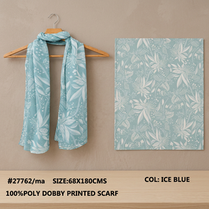 Lightweight Dobby Weave Floral <b>Scarf</b> | Chic Ice Blue Botanical Travel & Commute Wrap - Product Image 1