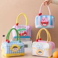 Sac à déjeuner en polyester épaissi à motif de fruits de dessin animé écologique, grande capacité, fermeture éclair, sac isotherme portable, sac à glace