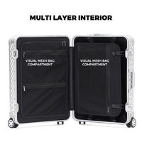 Valise en aluminium à damier de 20/26 pouces, grande capacité, serrure TSA, roulettes silencieuses, étanche, logo personnalisé, enregistrement à la compagnie aérienne