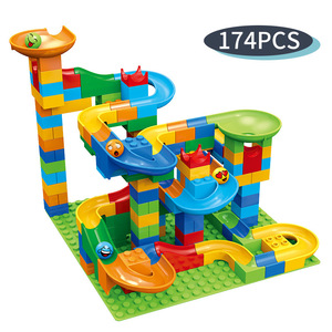 ELI TOYS Juego de construcción DIY de tamaño pequeño, bloques de carrera de mármol de plástico con tobogán de embudo, modelo de juguete para niños, pista de tobogán variada - Product Image 4