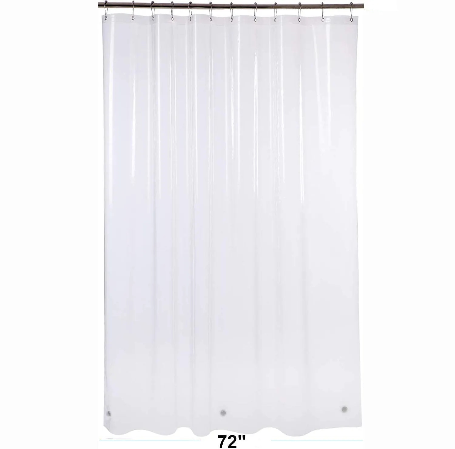 Rideau de salle de bain transparent de haute qualité, étanche 72 ''x 72'', Plus rideau de douche, taille personnalisée, doublure de rideau de douche solide avec crochets