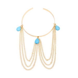 Women's Gold Tone Turquoise Tassel Arm Chain Beach Style <b>Adjustable</b> Body Jewelry Zinc Alloy Fashion <b>Bracelet</b> - Product Image 5