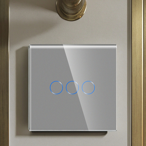 Bingoelec thiết bị gia dụng EU tiêu chuẩn tường ánh sáng 3 gang của nhãn hiệu điều khiển cảm ứng bảng chuyển đổi với khung sắt - Product Image 1