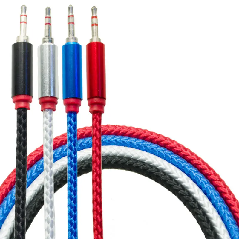 Großhandel Braid 3,5mm Aux Kabel vergoldet Stecker zu Stecker Audio-Kabel für drahtlose Audio-Empfänger Kassette Player Android-Gerät