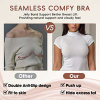 Soutien-gorge sans couture en gelée pour femme, bralette sans armatures à bord ondulé, col en V, lingerie liftante, soutien-gorge grande taille, lissage des graisses dorsales
