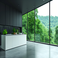 Fenêtre Panoramique Fixe Plancher-Plafond en Aluminium à Double Vitrage Trempé, Design Européen Personnalisé, pour Villa Moderne à Rupture de Pont Thermique