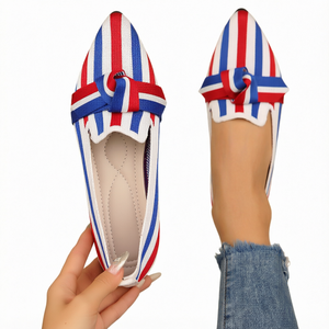 Zapatos Planos Casuales de Verano y Otoño para Mujer, Talla Grande, Diseño de Punta Puntiaguda, Estilo Slip-On, Transpirables, con Estampado de Guingán, para Oficina, de Goma - Product Image 1