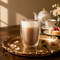 Ensemble de 6 verres à double paroi JY, 350 ml, tasses à latte, résistantes au micro-ondes, pour boissons froides, soufflées à la bouche