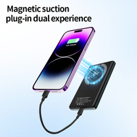 Batterie externe ultra-fine de 5000 mAh, charge rapide sans fil magnétique 15 W, indicateur de puissance LED, chargeur portable d'urgence pour les voyages