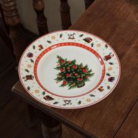 Nouvelles Assiettes de Noël en Céramique 2026 – Ensemble de Plats en Porcelaine Vintage avec Motifs d'Arbres de Noël pour Décoration de Table de Fêtes et Mariages