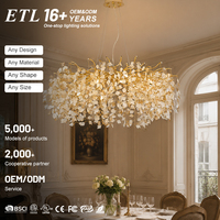 Lustre moderne de luxe en cristal avec branches dorées, luminaire suspendu en forme de luciole pour salon, salle à manger, hall d'entrée, chambre à coucher