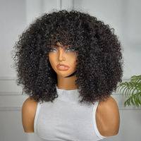 Perruque Bob Courte Bouclée Super Double Drawn avec Frange, Cheveux Humains Vierges Bruts 11A, Perruques Bouclées Volumineuses pour Femmes – Vente en Gros
