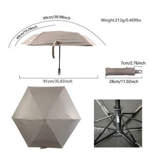 Parapluie de voyage ultra-léger, pliable en trois sections, classique, à six baleines, entièrement automatique, avec revêtement noir anti-UV, idéal pour les cadeaux d'affaires - Product Image 3