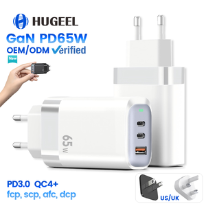 Cargador de Laptop de Carga Rápida GaN PD de 65 W, Adaptador de CA USB-C QC3.0, Cable Retráctil Plegable, Adaptador de Viaje 3 en 1 - Product Image 3