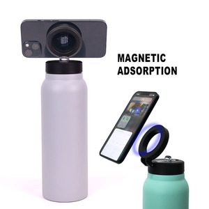 Botella de agua y taza magnética con aislamiento al vacío de acero de diseño moderno sin BPA de Topnovo con soporte magnético para teléfono. - Product Image 3