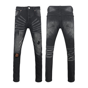 <span class=keywords><strong>Jeans</strong></span> da <span class=keywords><strong>Uomo</strong></span> Vintage Stampati Stile Dritto <span class=keywords><strong>Slim</strong></span> <span class=keywords><strong>Fit</strong></span> Strappati in Denim Lavato Ricamato Y2K Streetwear Elasticizzati Moda Estiva - Product Image 3