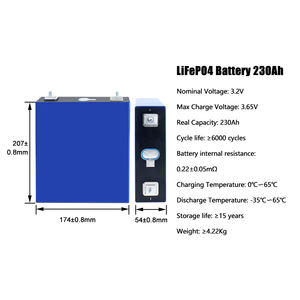 Cellules de batterie prismatiques rechargeables LFP de qualité énergétique A EVE 230Ah LiFePO4 3.2V pour bricolage 12V 24V 48V Pack - Product Image 3