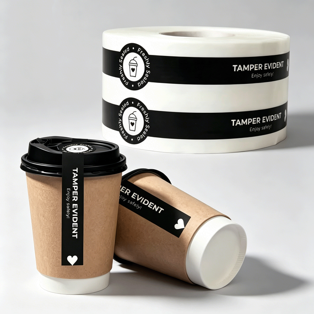 Custom Copper Waterproof Self Adhesive Tamper-Proof Food Safety Seal Stickers for Beverage and Baked Food Packaging