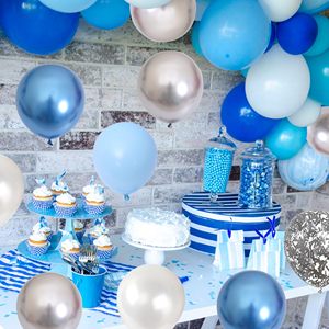 60Pcs 12 Inch Kim Loại Màu Xanh Bạc Bóng Bay Chrome Màu Xanh Trắng Bóng Bé Trai Bé Tắm Bạc Bóng Bay Long Lanh Confetti Globos - Product Image 6