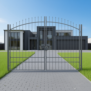 Cancello Doppio con Serratura Grigio 400 X 199,5 Cm in Acciaio per Uso Domestico - Product Image 3