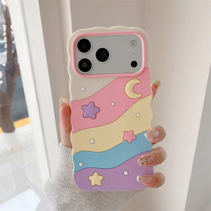 Lichicase Niedliche Wellenförmige Regenbogen-Mond-Stern Silikon-Handyhülle für iPhone 17 17 Pro 17 Pro Max Schutzhülle - Product Image 6