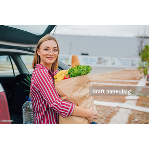 <span class=keywords><strong>Sac</strong></span> en papier <span class=keywords><strong>kraft</strong></span> vierge à base large logo personnalisé, emballage en papier pour fruits et légumes, et fleurs, pour le supermarché, 50 unités - Product Image 6